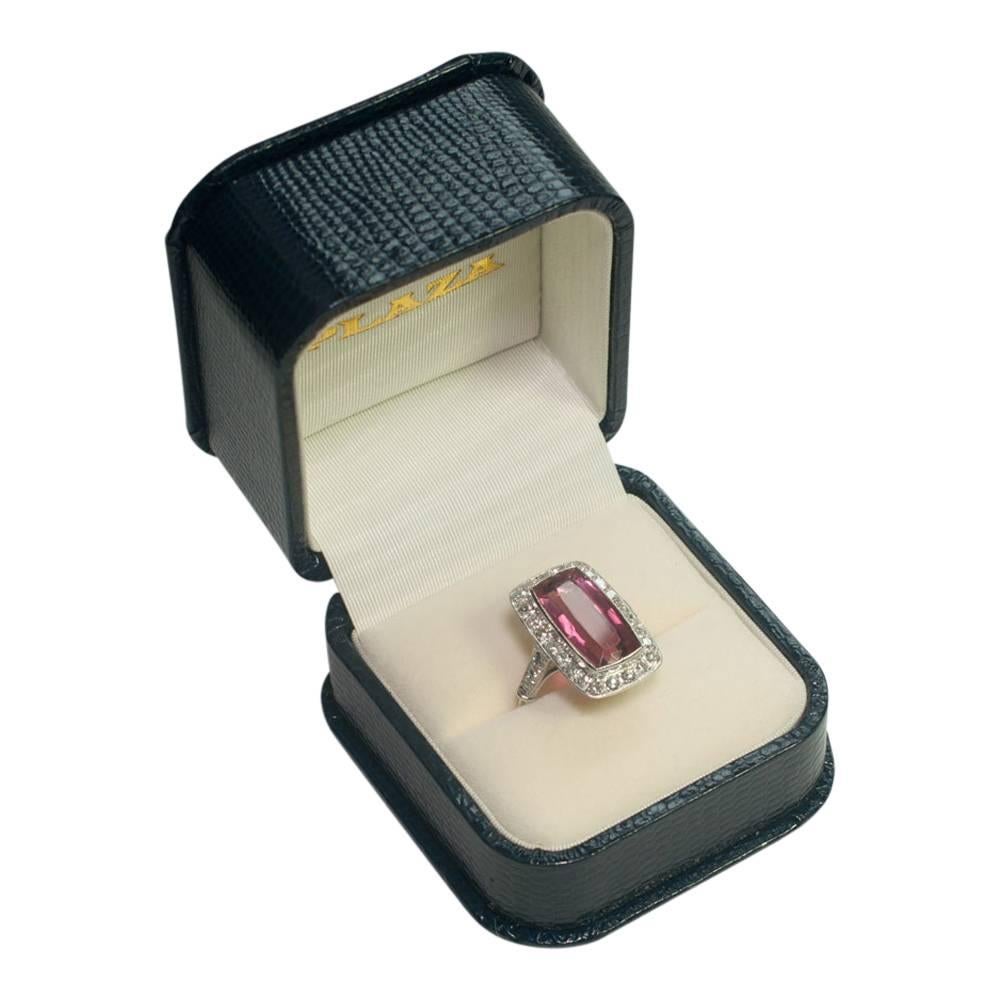 Pink Tourmaline Diamond Ring For Sale 4