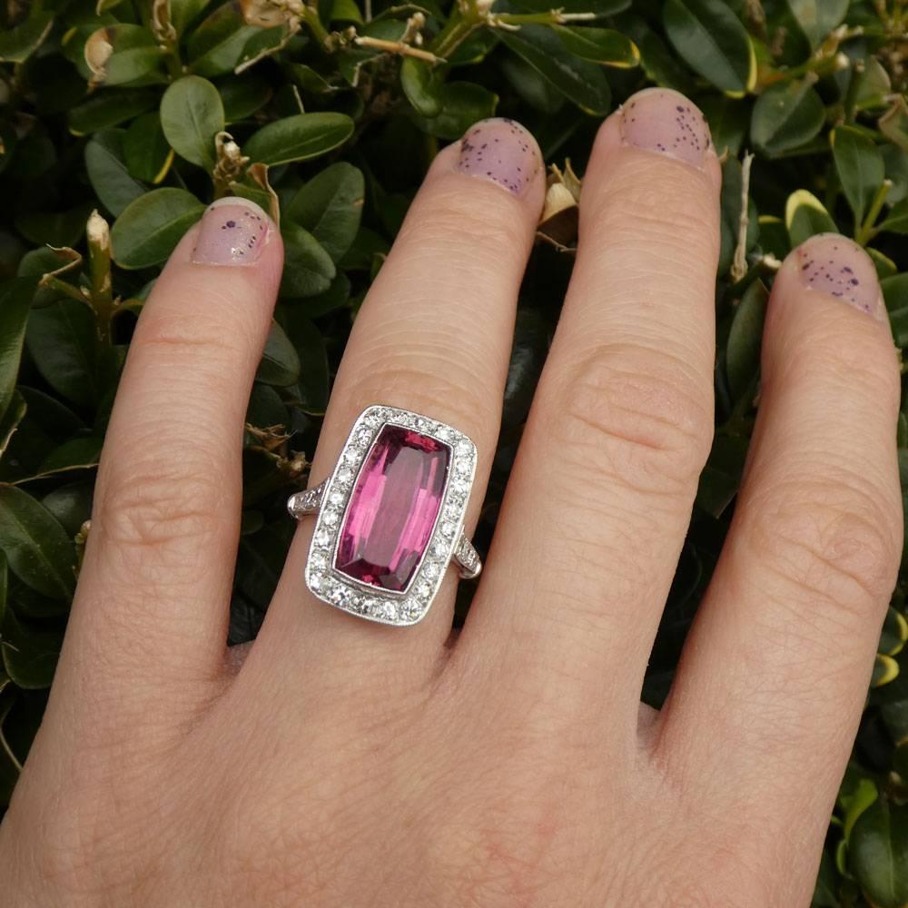 Pink Tourmaline Diamond Ring For Sale 5