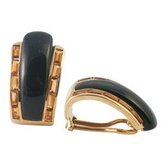 Sabbadini Onyx Citrine Gold Clip-On Earrings
