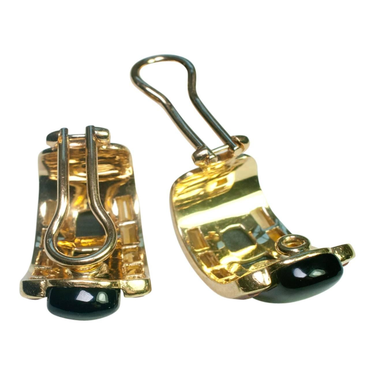 Sabbadini Onyx Citrine Gold Clip-On Earrings For Sale 2