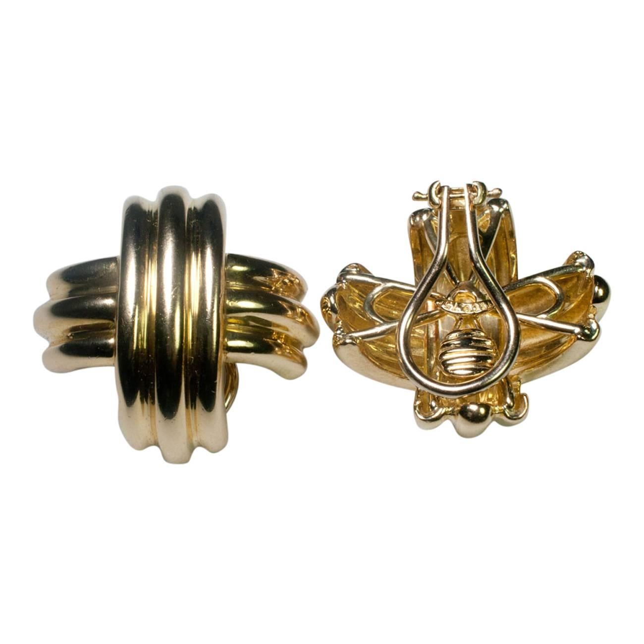 Women's Tiffany & Co. Boxed Large Gold Cross Clip-On Earrings