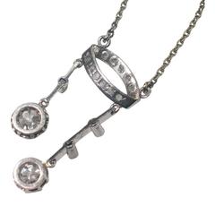 1920s Diamond Négligée Gold Platinum Pendant