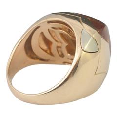 Bulgari BVLGARI Citrine Pyramid Yellow White 18 Carat Gold Band Dome Ring
