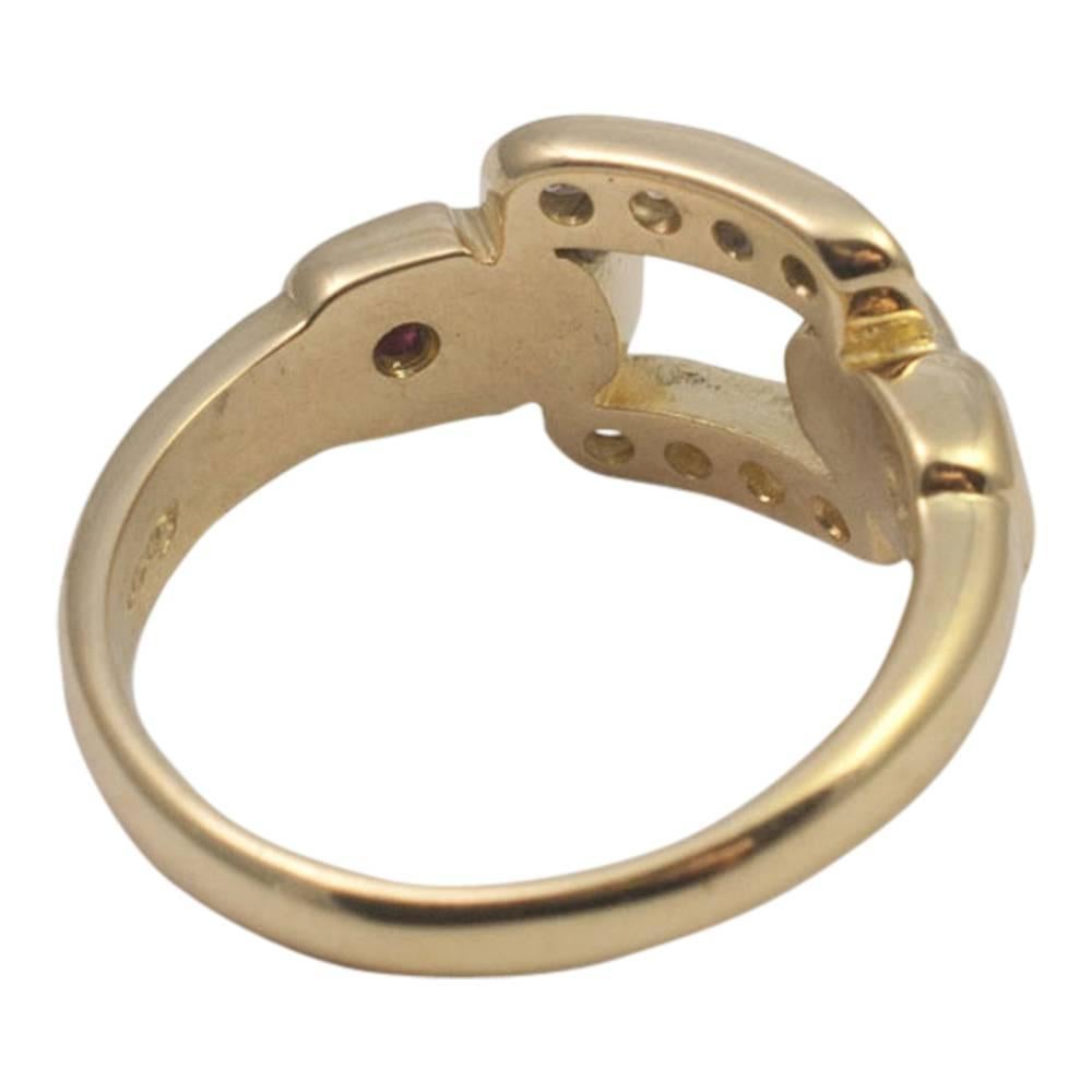 Women's Cartier Diamond Ruby Buckle 18 Carat Gold Cocktail Band Ring