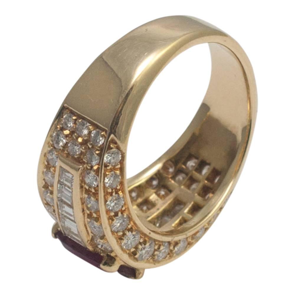 Women's Fred Ruby Diamond Gold Ring For Sale