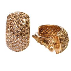 Champagne Diamond Hooped Gold Earrings