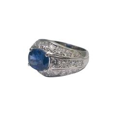 Sapphire Diamond Gold Bombé Ring