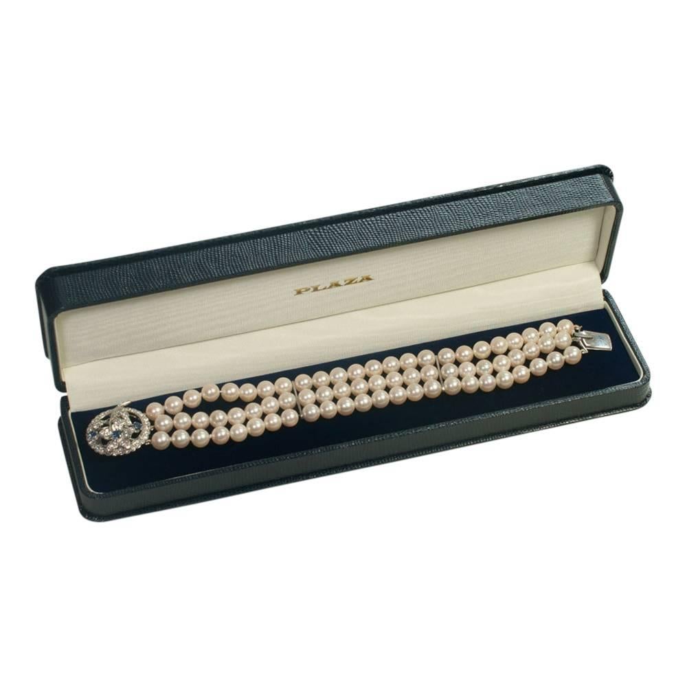 Cultured Pearl Diamond Sapphire Bracelet 1
