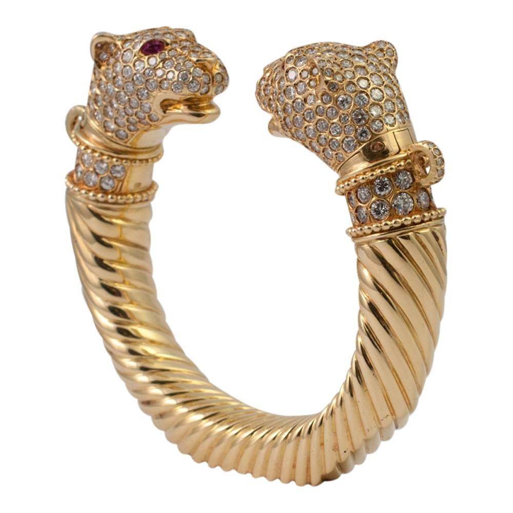 gold panther head bracelet