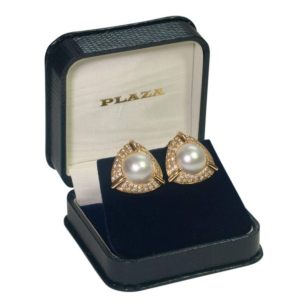 Pearl Diamond Gold Earrings 2