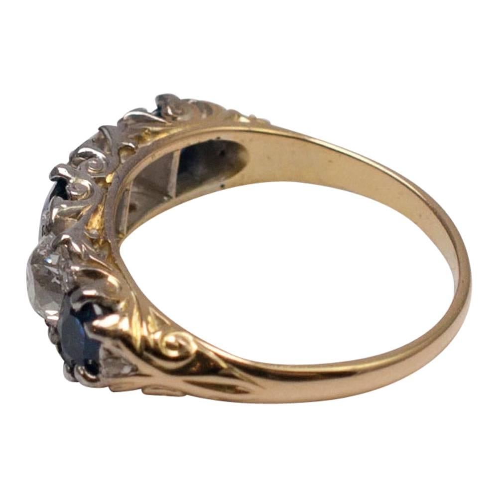 Women's Victorian Sapphire Diamond Gold Ring