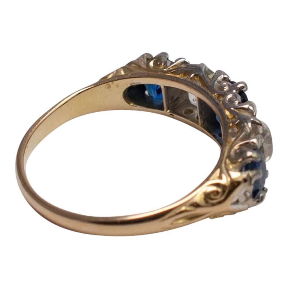 Victorian Sapphire Diamond Gold Ring 1