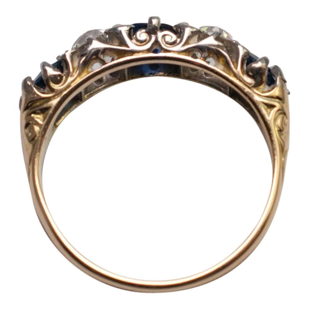 Victorian Sapphire Diamond Gold Ring 2