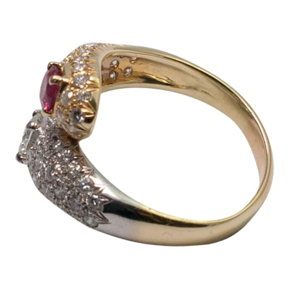 Ruby Diamond Gold Snake Ring In Excellent Condition For Sale In ALTRINCHAM, GB