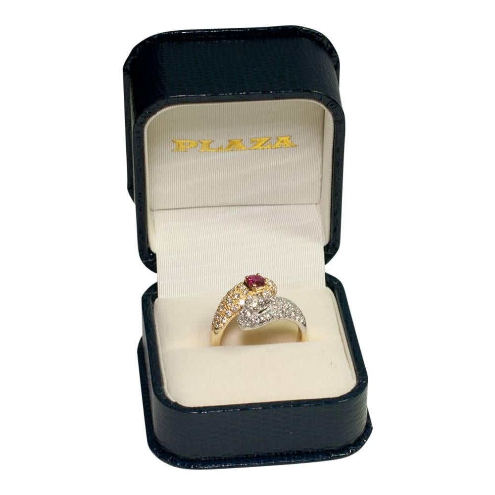 Ruby Diamond Gold Snake Ring For Sale 4