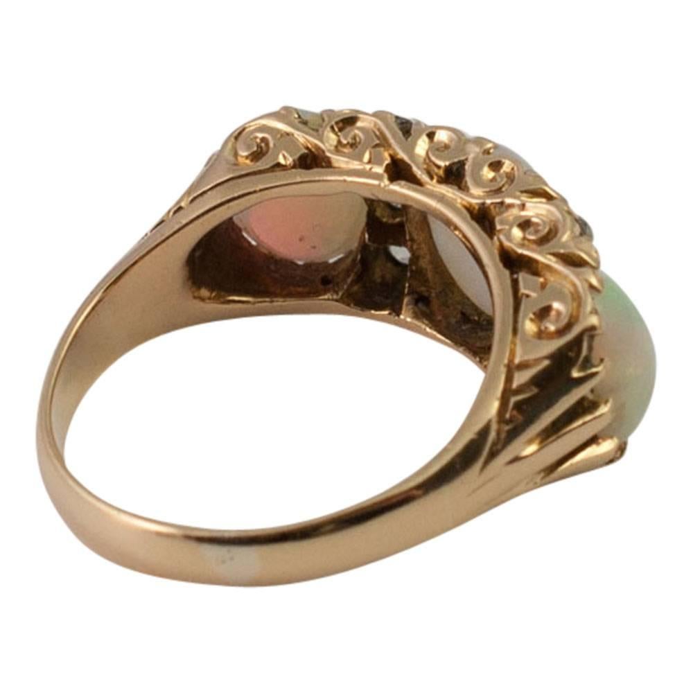 Late Victorian Antique Victorian Opal Diamond Gold Ring