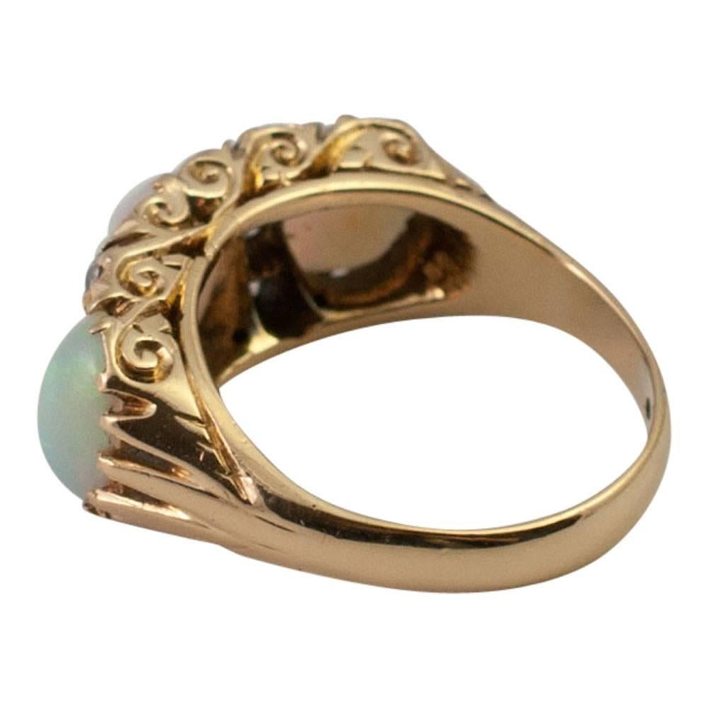 Antique Victorian Opal Diamond Gold Ring 1