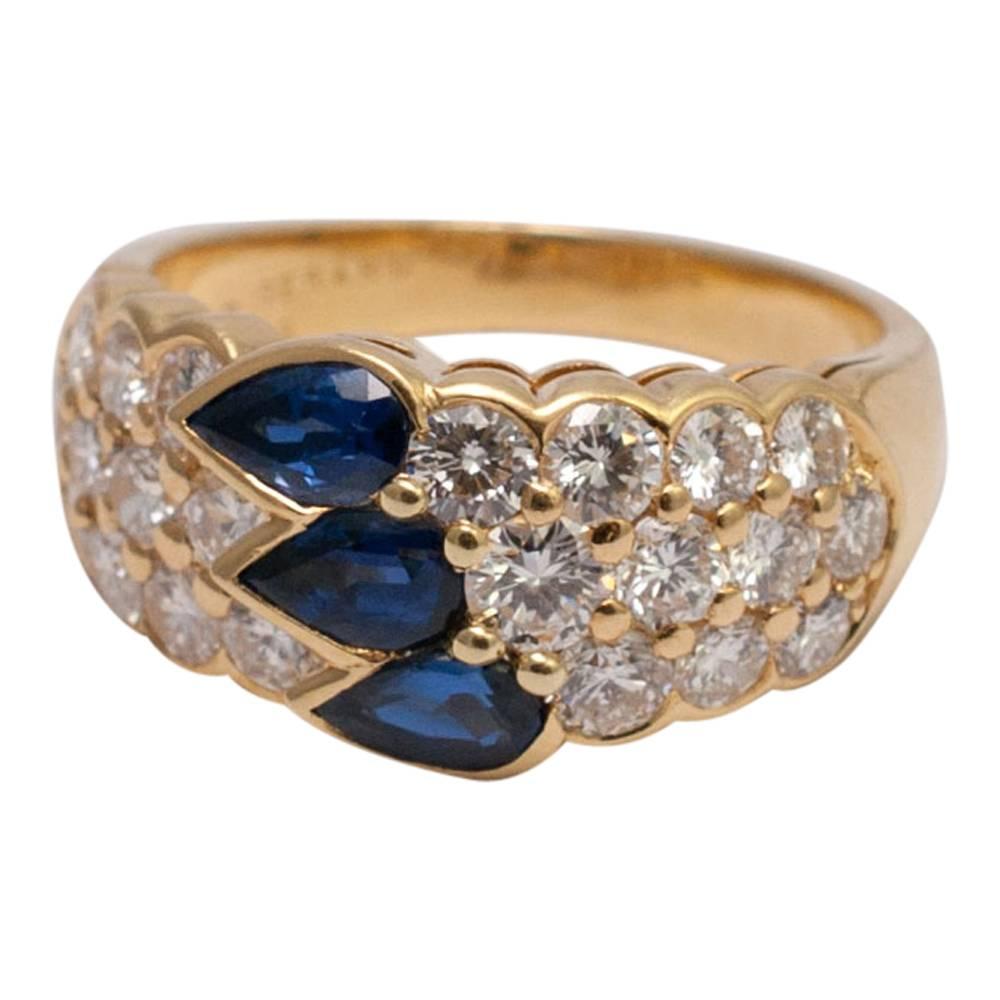 M Gérard Sapphire Diamond Gold Band Ring 1