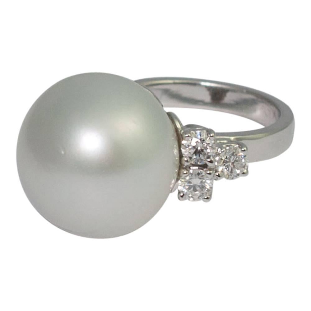 South Sea Pearl Diamond Ring In Excellent Condition For Sale In ALTRINCHAM, GB