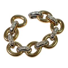Diamond Gold Oval Link Bracelet