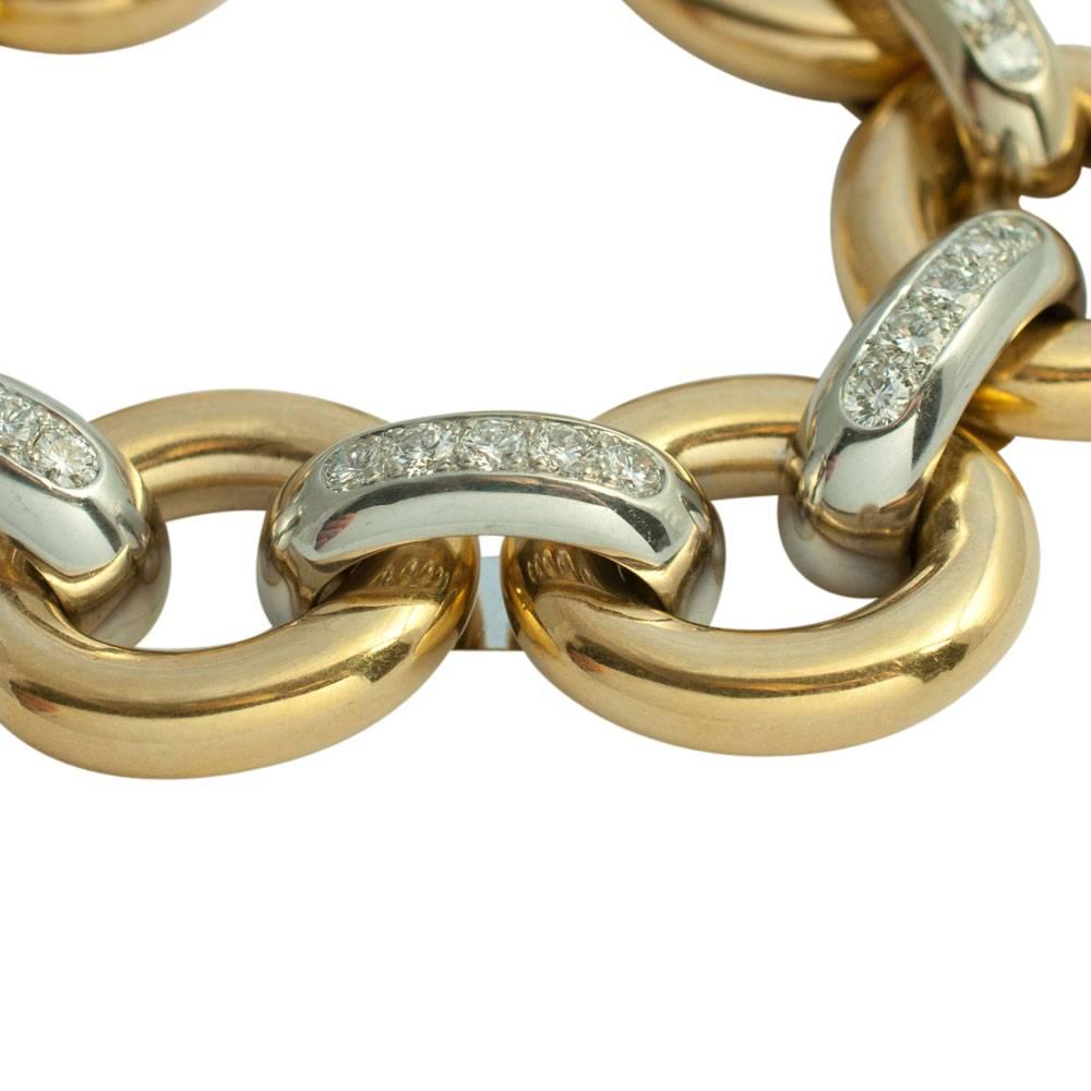 Women's Diamond Gold Oval Link Bracelet For Sale