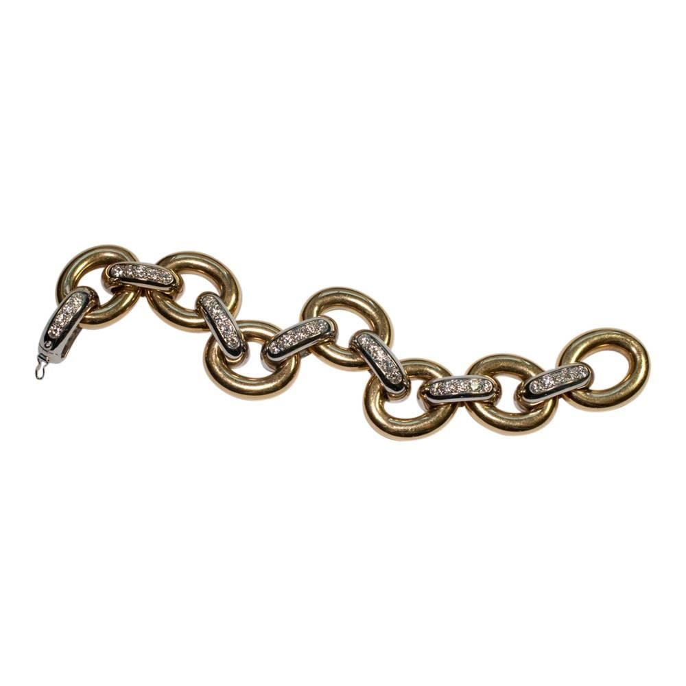 Diamond Gold Oval Link Bracelet For Sale 1