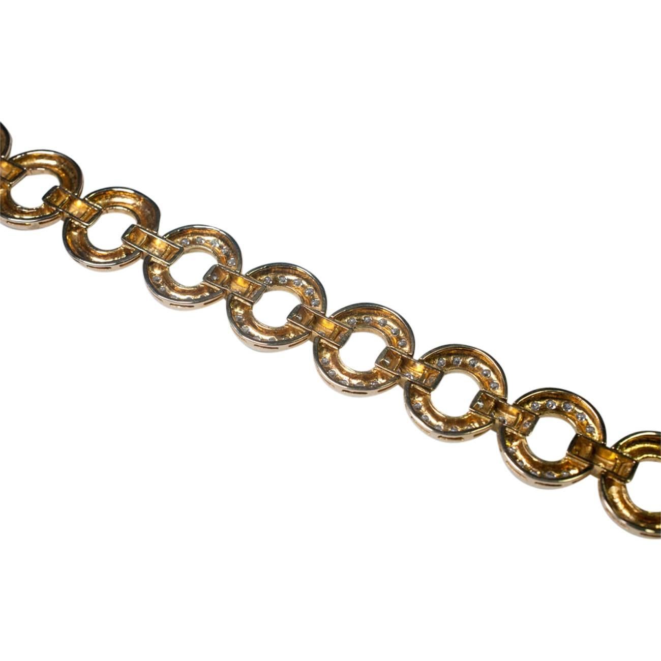 Women's Diamond Gold Circles Link Bracelet