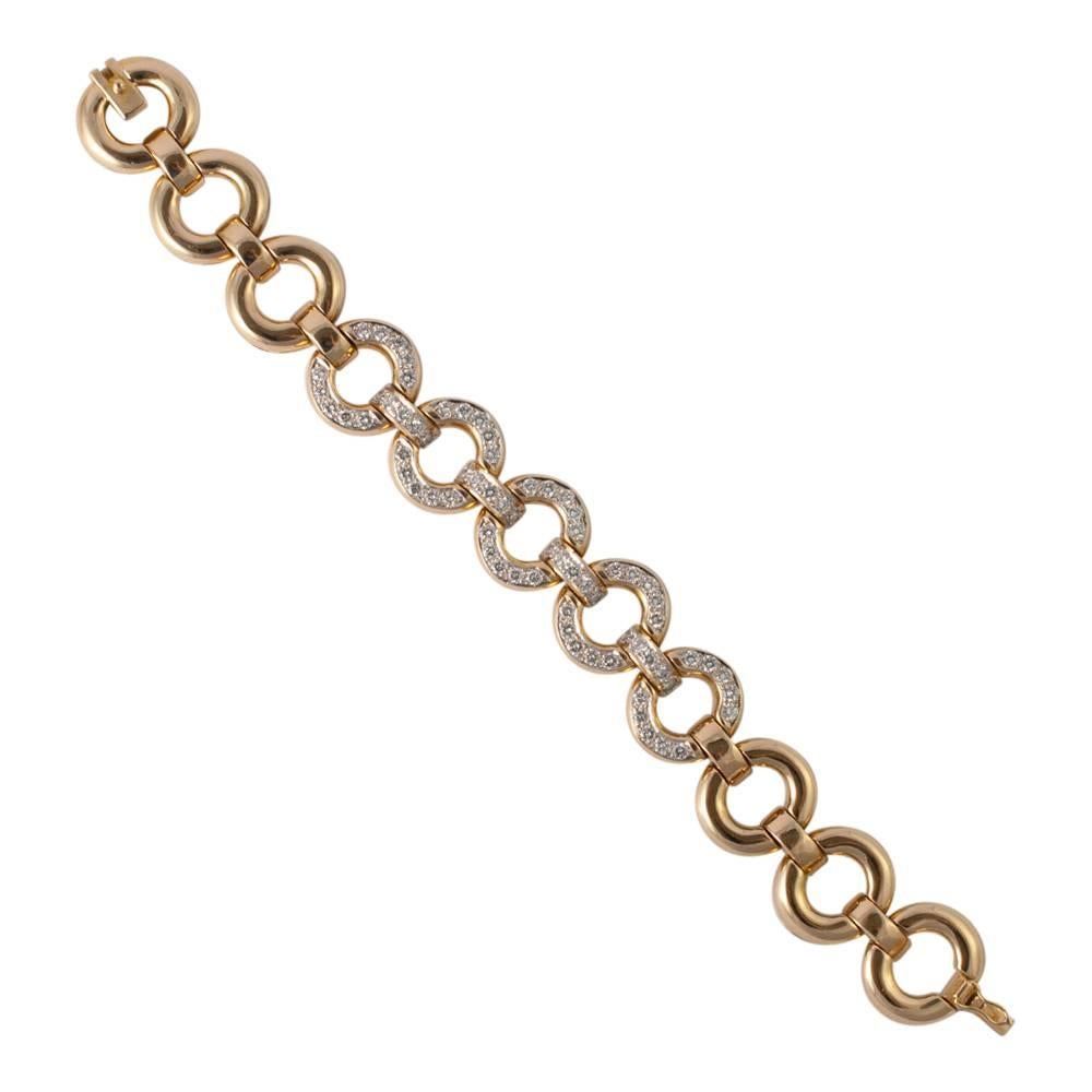Diamond Gold Circles Link Bracelet 1