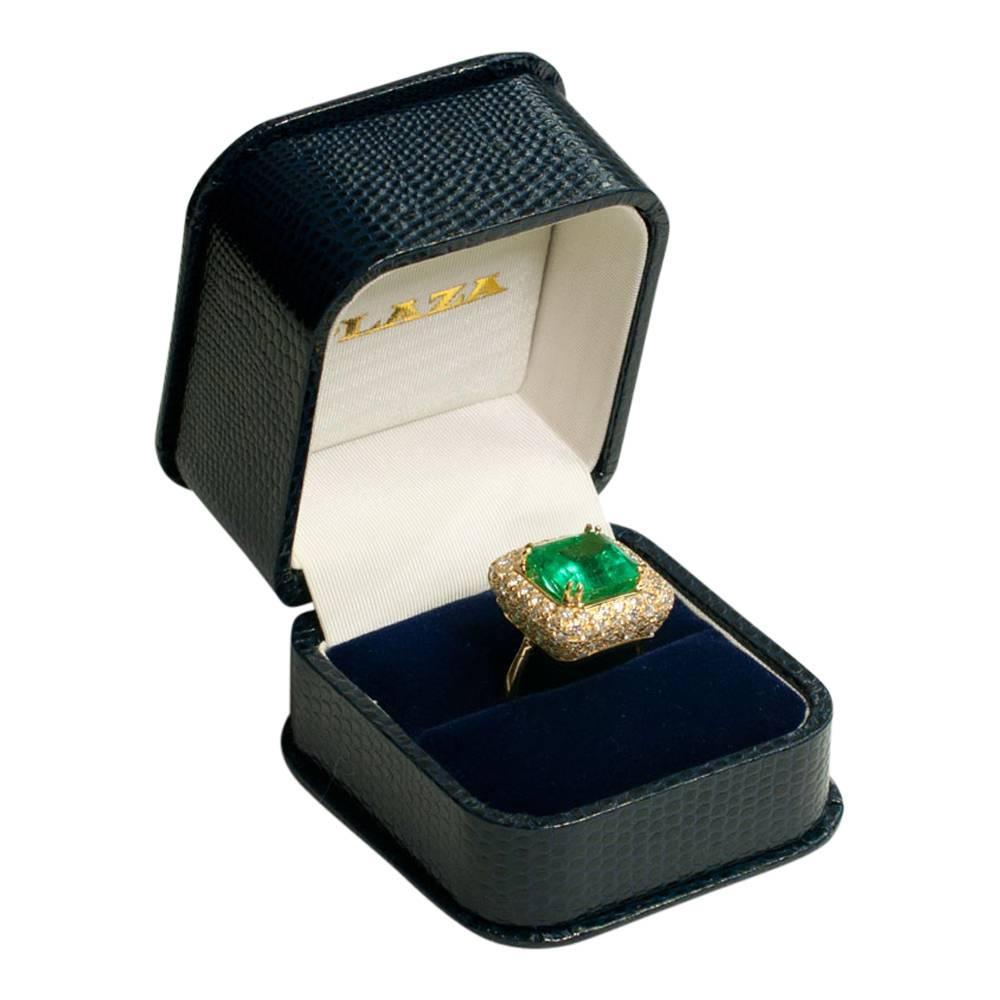 7.32 Carat Emerald Diamond Gold Cocktail Ring For Sale 4