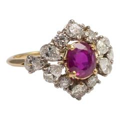 Burma No Heat Certified Ruby Diamond Gold Platinum Ring