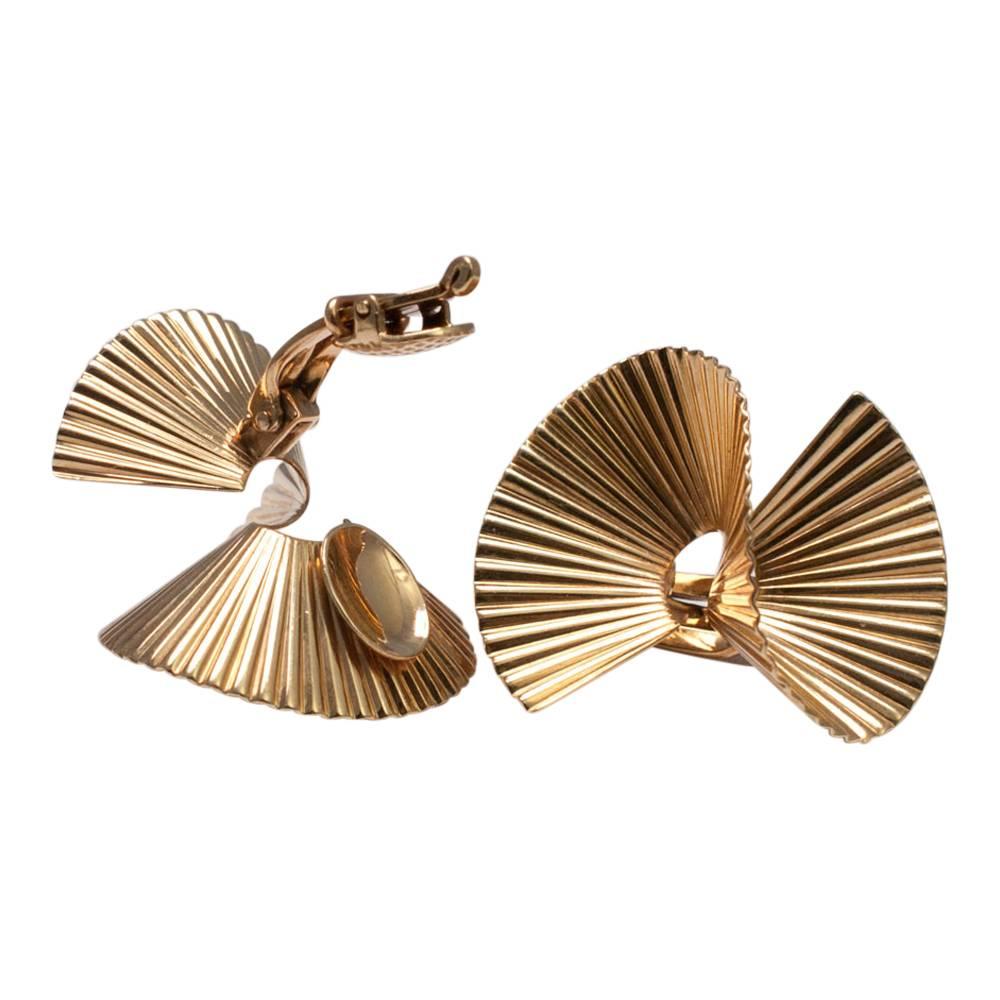 Tiffany & Co. Fluted Wave Gold Clip-On Earrings 1