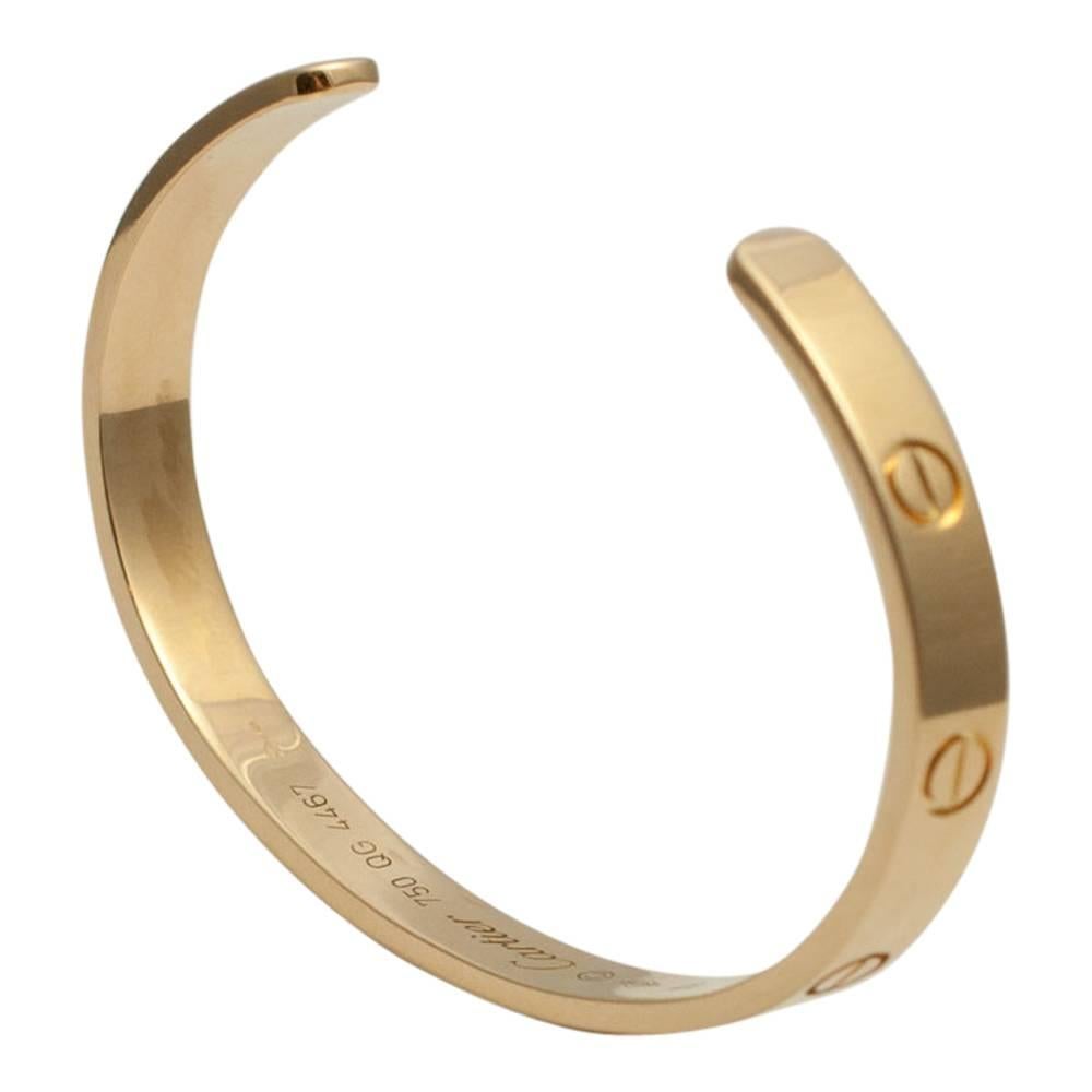 Cartier Yellow Gold Open Love Bangle Bracelet In New Condition In ALTRINCHAM, GB