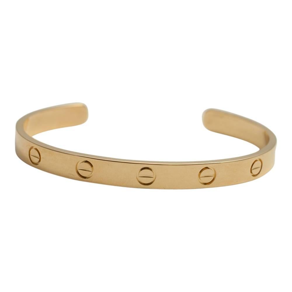 Women's or Men's Cartier Yellow Gold Open Love Bangle Bracelet