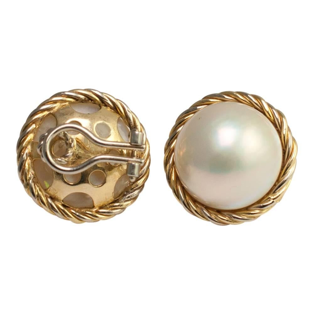 Women's Mabé Pearl Gold Clip-On Earrings