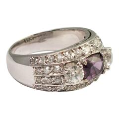 Violet Spinel Diamond Gold Band Ring
