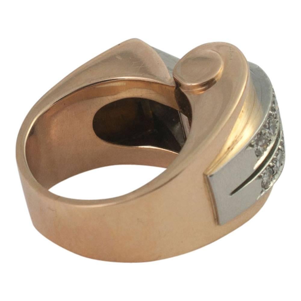 Women's Art Deco Diamond Gold Cocktail Ring For Sale