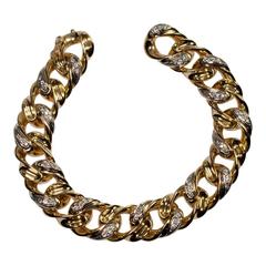 Tiffany & Co. Diamond 18 Carat Gold Chain Link Bangle Bracelet