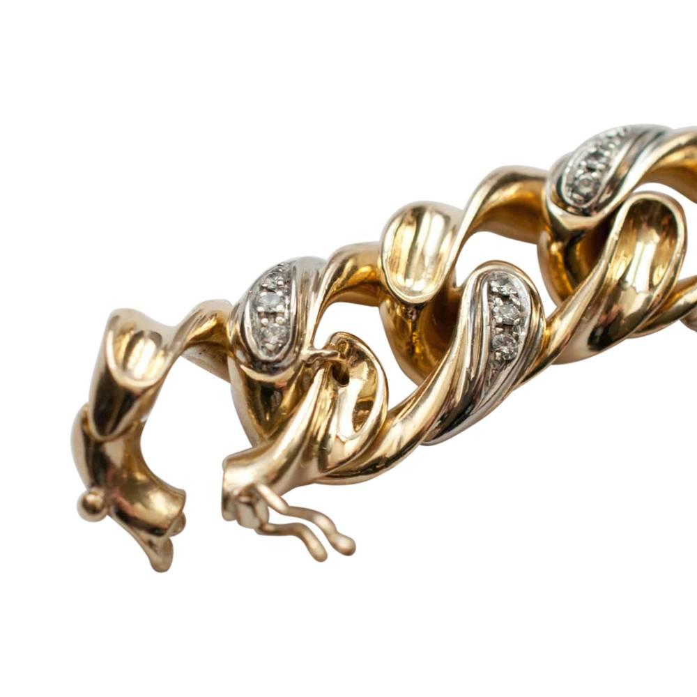 Women's Tiffany & Co. Diamond 18 Carat Gold Chain Link Bangle Bracelet For Sale