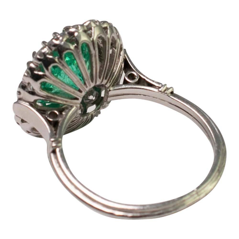 1930s Colombian Emerald Gold Halo Ring 1
