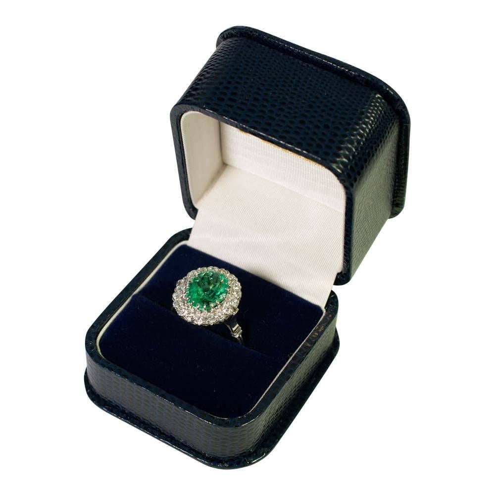 1930s Colombian Emerald Gold Halo Ring 4
