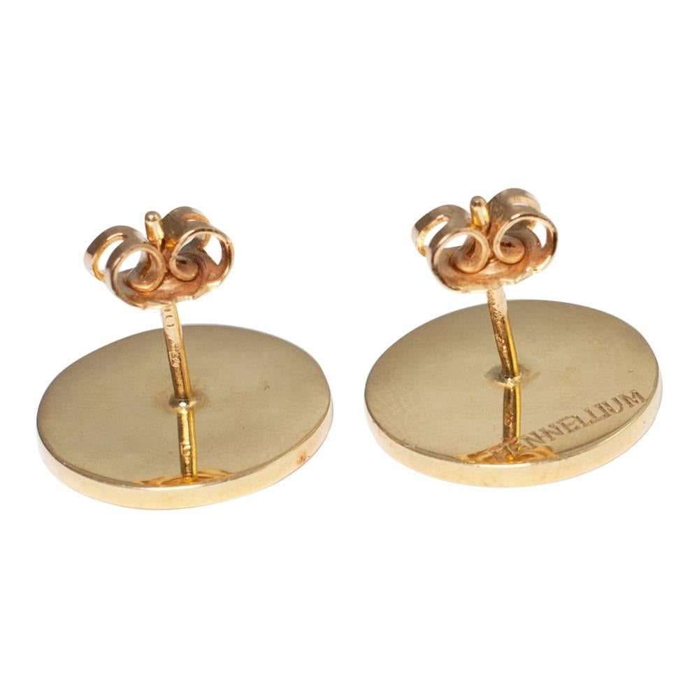 Theo Fennell 18 Carat Gold Milennium Numerals Round Stud Earrings For Sale 1