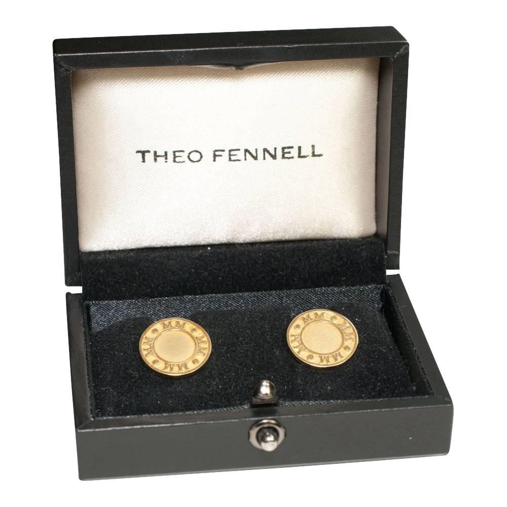 Theo Fennell 18 Carat Gold Milennium Numerals Round Stud Earrings For Sale 3