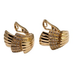 Diamond Gold Clip-On Fan Earrings