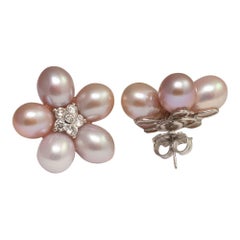 Pink South Sea Pearl Diamond Earrings