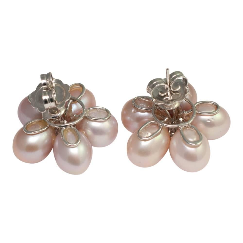 Women's Pink South Sea Pearl Diamond Earrings For Sale