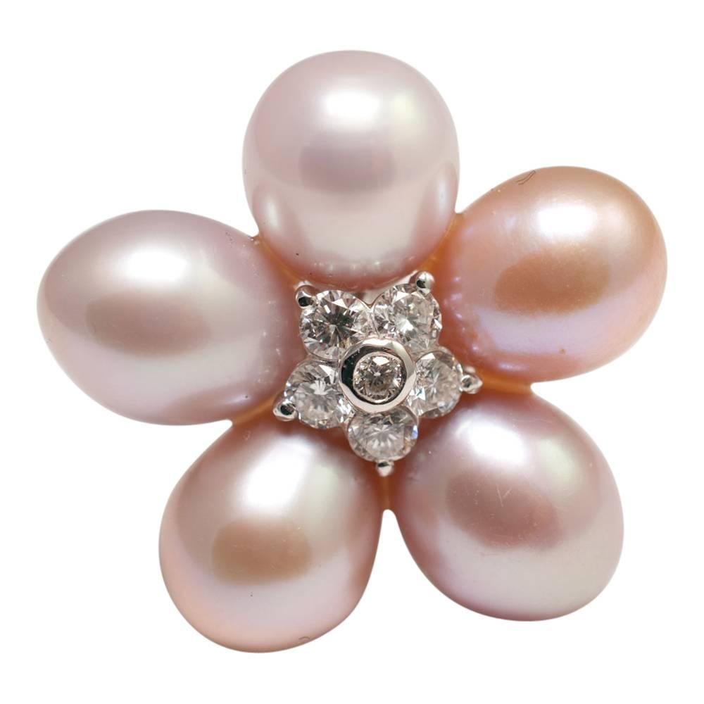 Pink South Sea Pearl Diamond Earrings For Sale 2