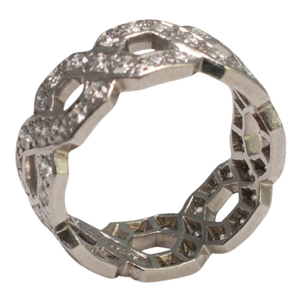 Tiffany & Co. Platinum Diamond Band Ring For Sale 2