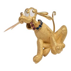 Walt Disney Pluto Gold Brooch