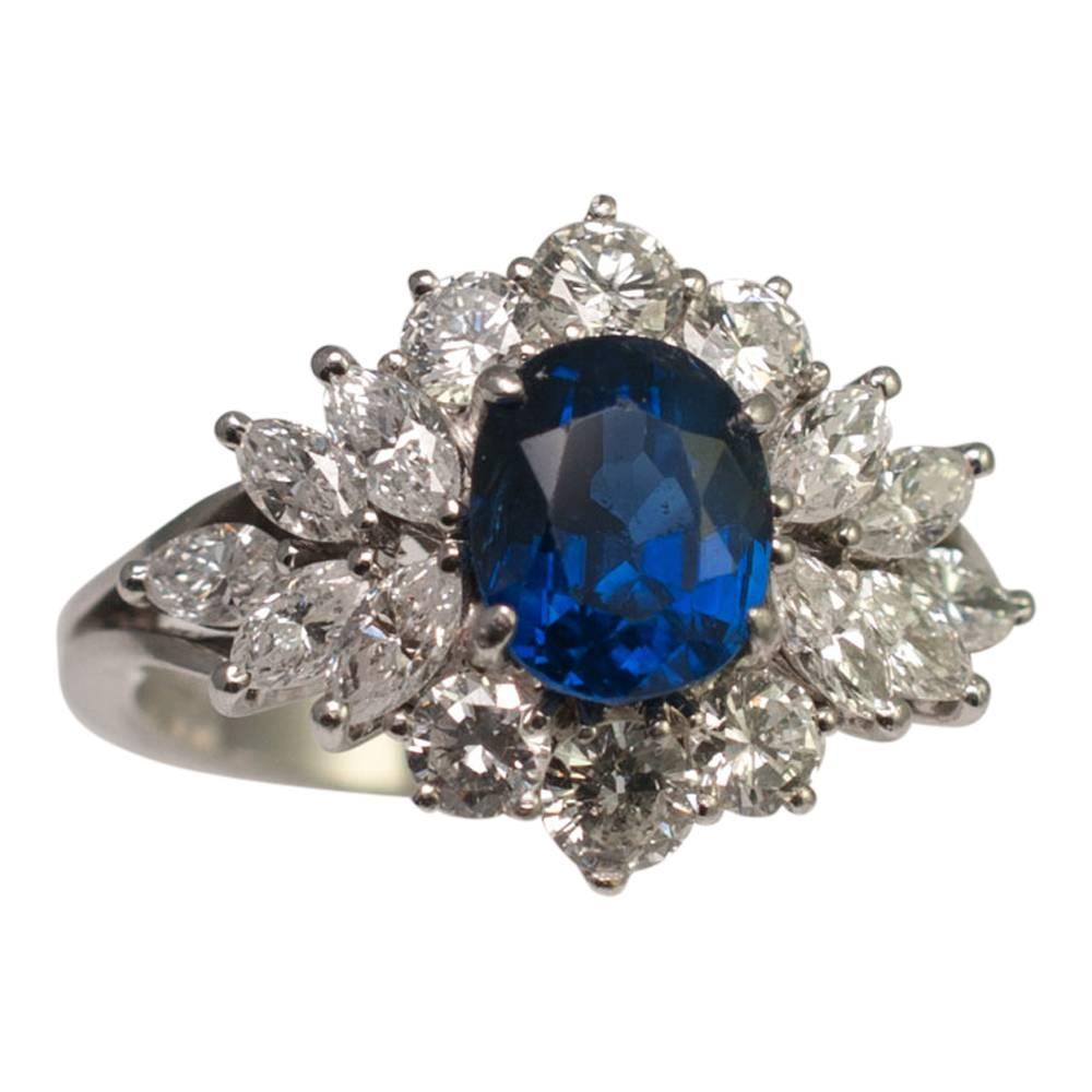 Women's Sapphire Diamond Gold Ring