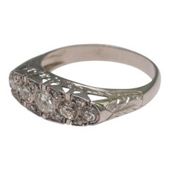 French Diamond Platinum Five-Stone Ring